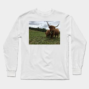 Scottish Highland Cattle Cow and Calf 1532 Long Sleeve T-Shirt